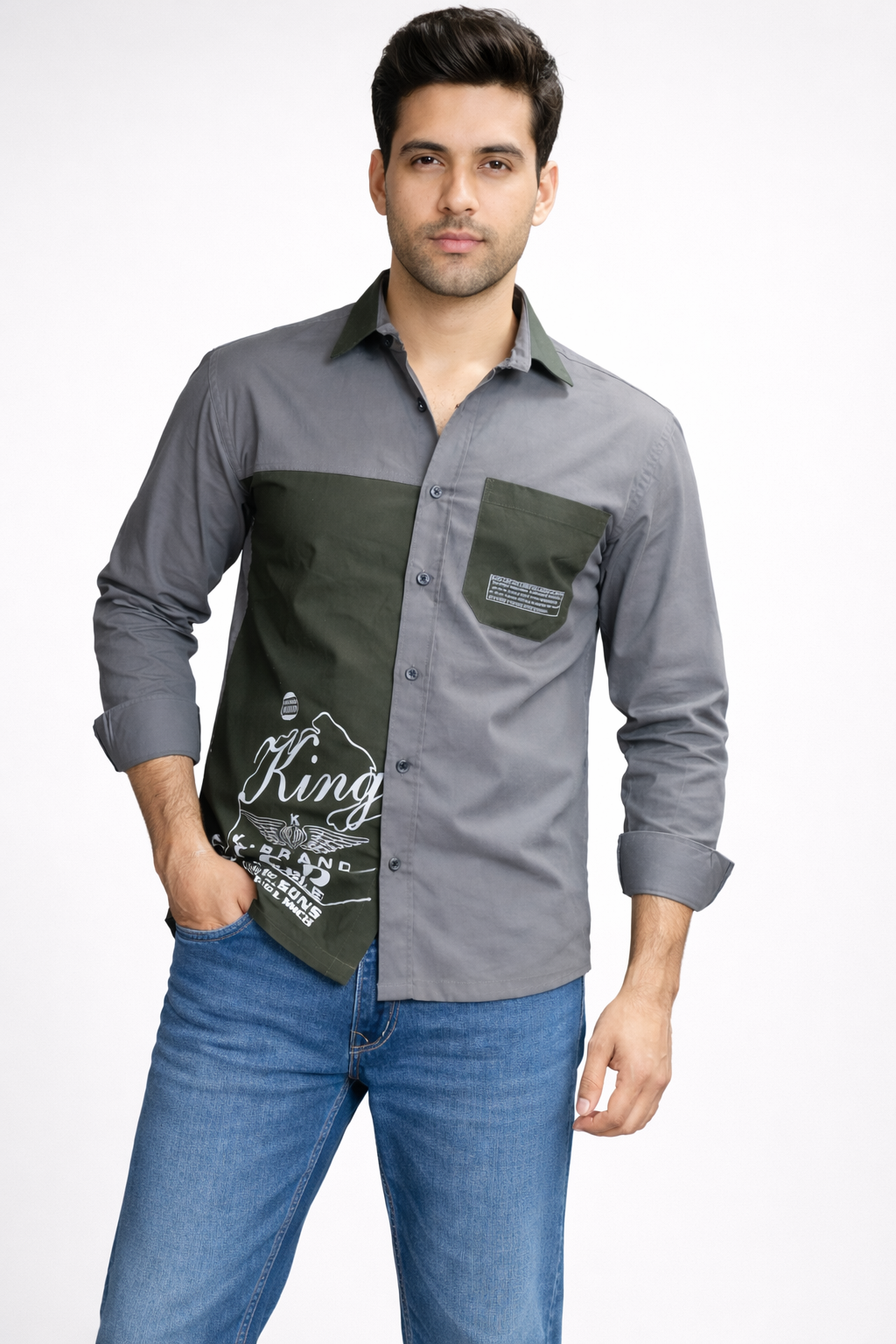 Green grey casual Shirt