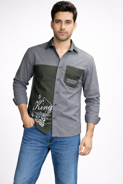 Green grey casual Shirt