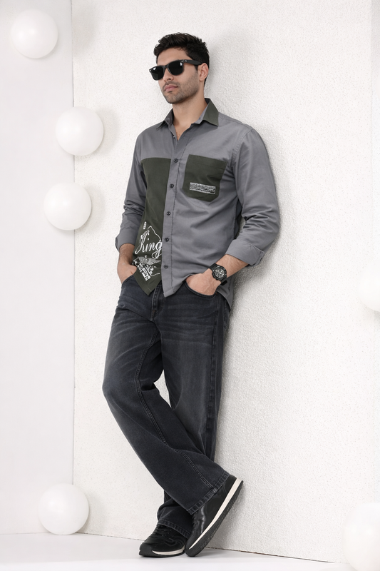 Green grey casual Shirt